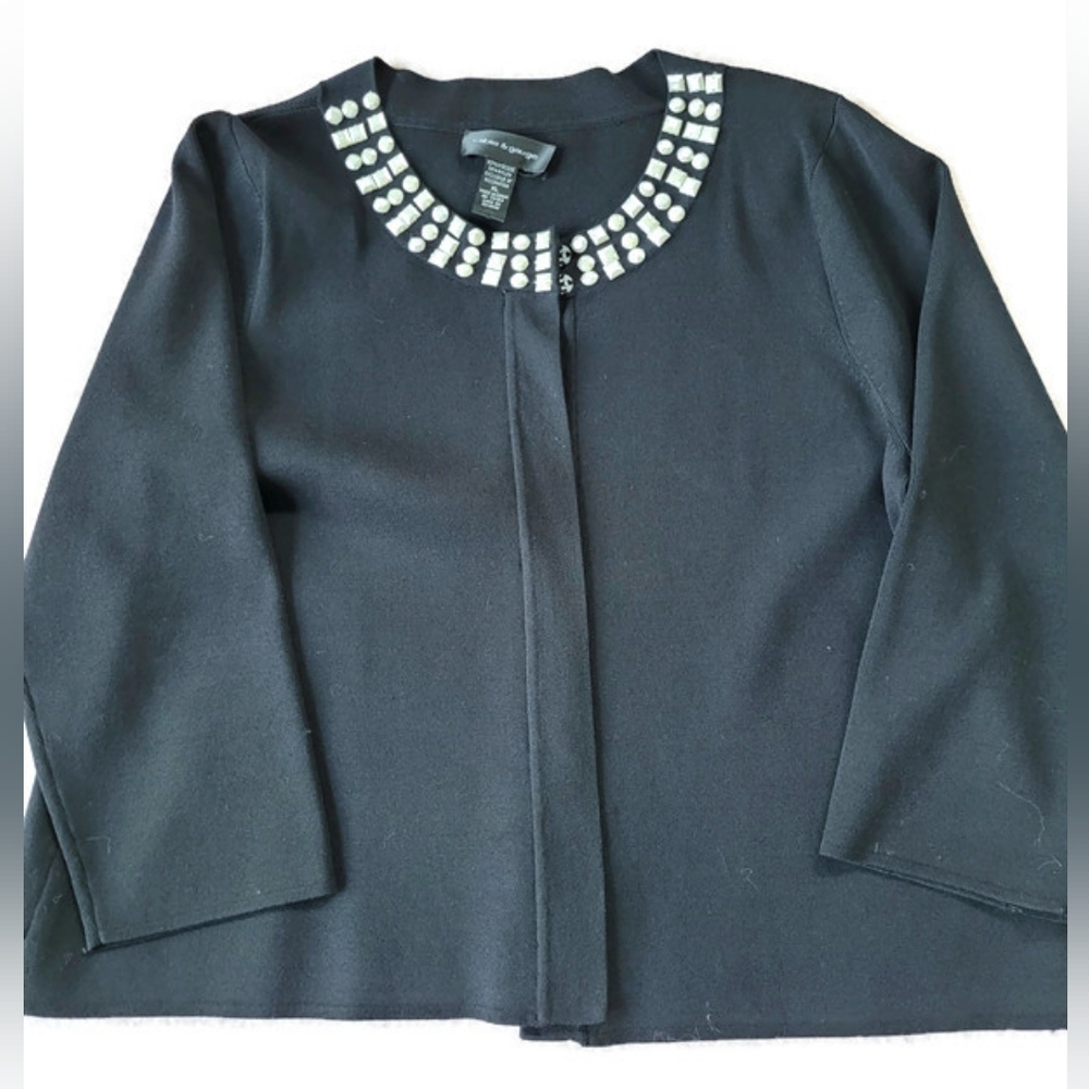 Cable & Gauge cardigan sweater with pearl like beading Size XL